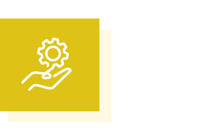 hand and gear icon with yellow background
