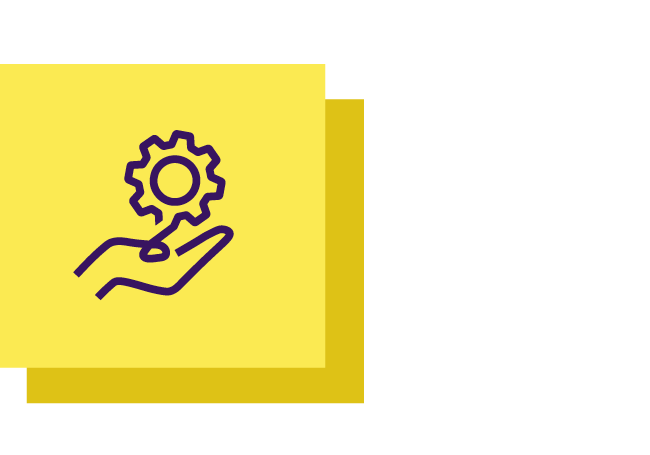 Hand and gear icon on yellow