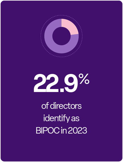 22.9% of directors identify as BIPOC in 2023