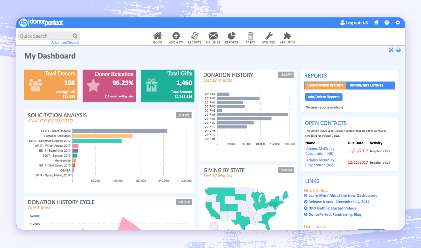 A screenshot of the DonorPerfect volunteer and membership management software highlighting volunteer profiles.