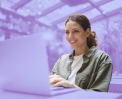 A photo of someone using membership management software.