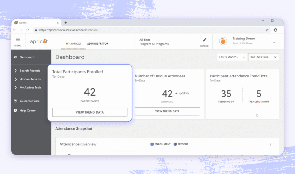 A screenshot of Bonterra Apricot nonprofit case management software.
