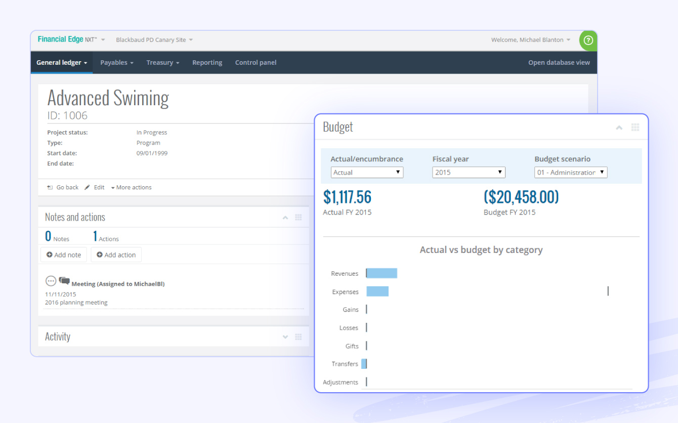 A photo of Blackbaud's fundraising software