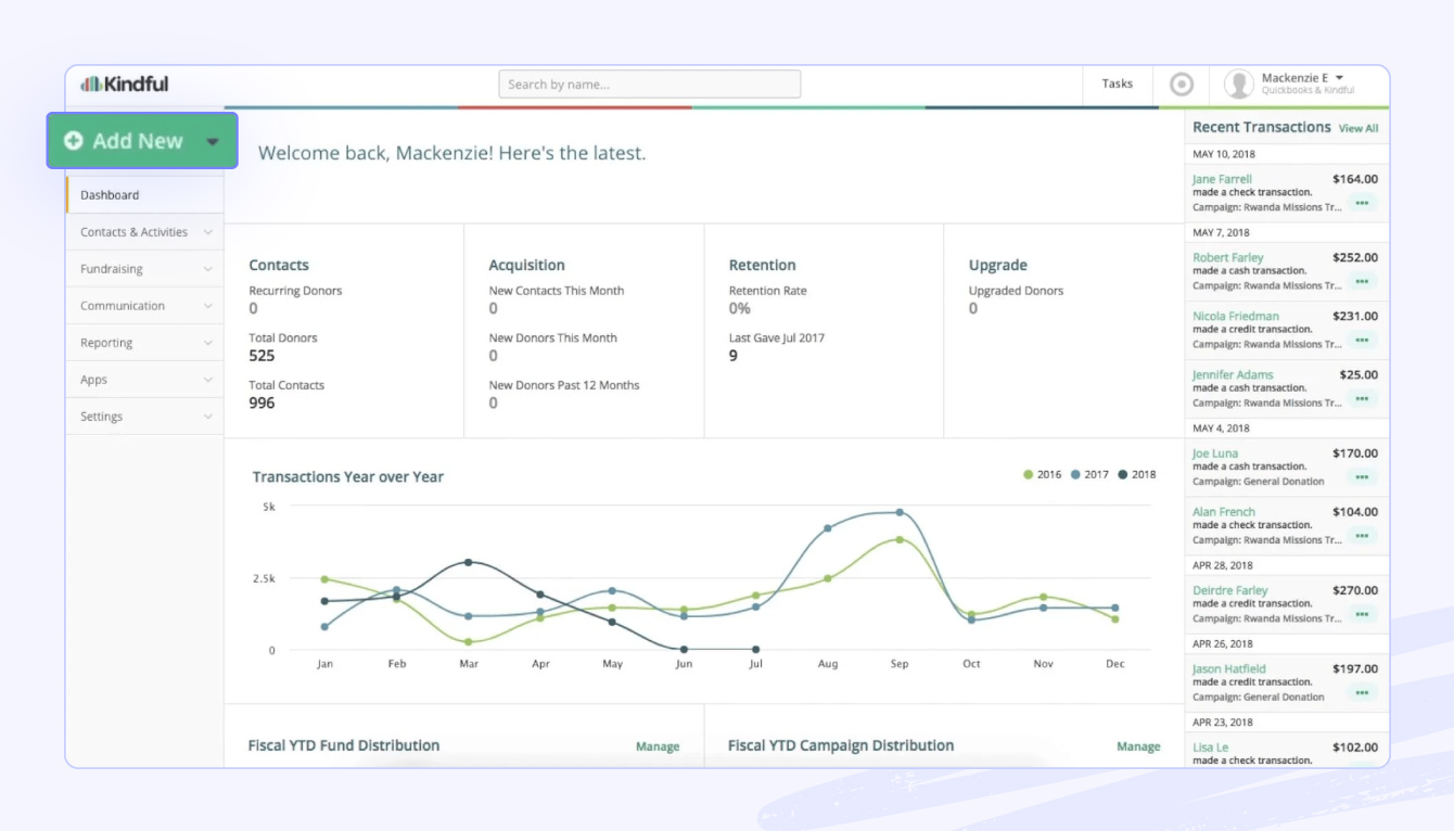 A photo of Kindful's fundraising software