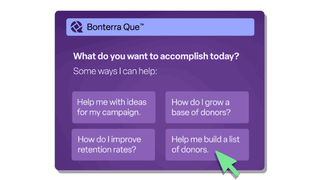 Screenshot showing an interaction with Bonterra Que