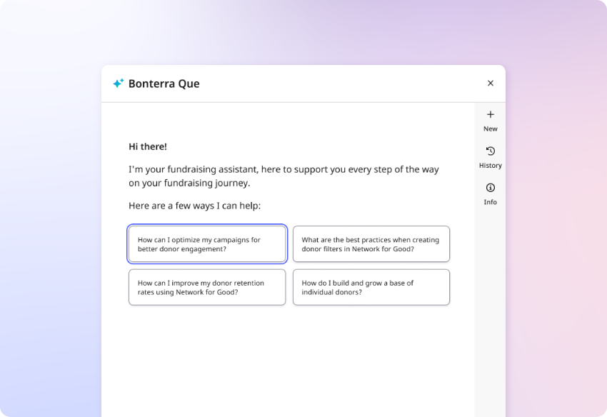 Screenshot showing Bonterra Que in use on Network for Good