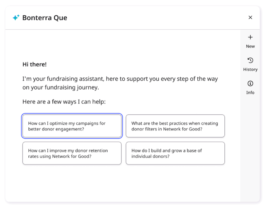 Screenshot showing Bonterra Que in use on Network for Good