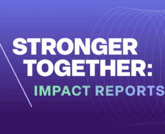 Header graphic introducing the theme of impact reports and collective measurement, titled “Stronger Together: Impact Reports.”